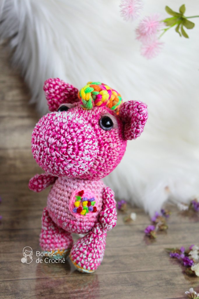 Rainbow the Hippo is a cute stuffed doll that is looking for its new best friend. Rainbow has a few of stories to tell of your adventure in Africa, where he lived!
He is a unique, beautiful and smart, hand knit Hippo soft colorful yarn, filled with non-allergenic of holofiber
